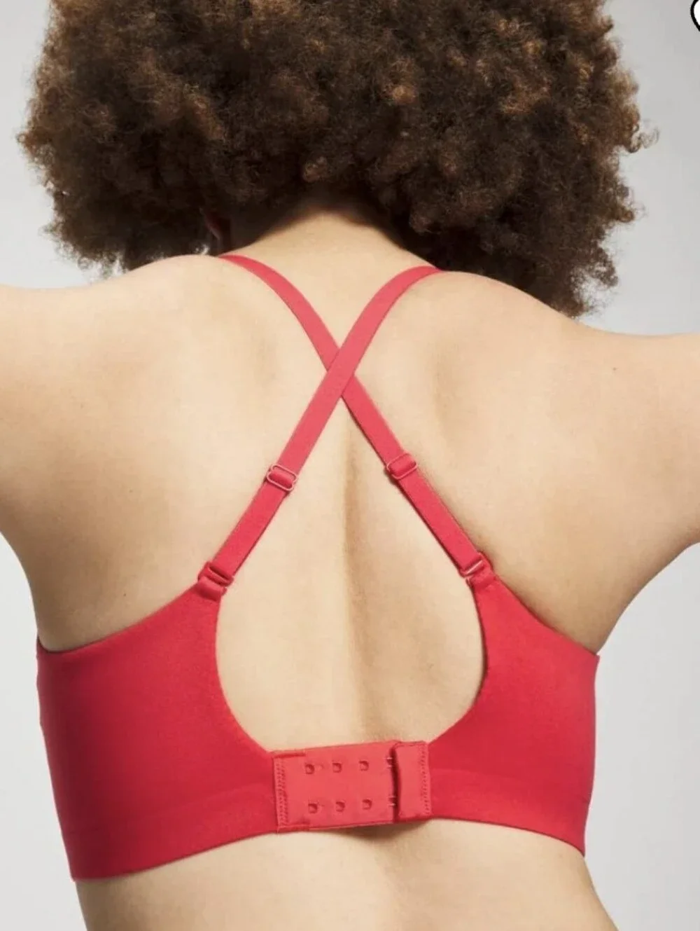 Soma Enbliss Luxe‎ Lace Back Bralette Red Adjustable Wireless Bra Womens Size XL